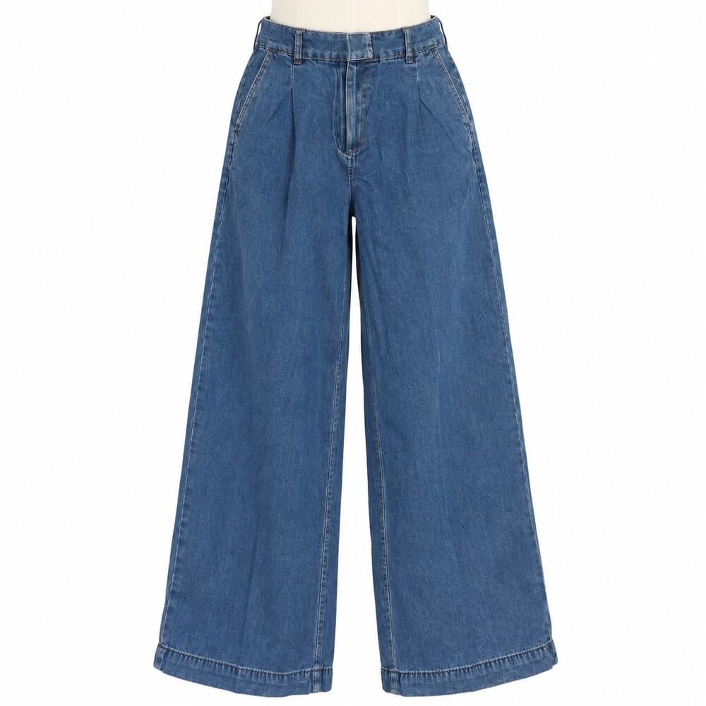 American Eagle Wide Leg Trouser Jeans Women's 2 Regular Blue Denim